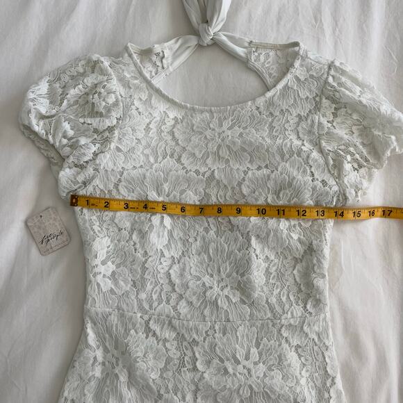 Free People NWT Hailee White Ivory Lace Back Tie Mini Dress, Size XS - Picture 6 of 13